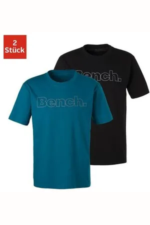Bench T-shirt Shirt met logoprint, basic shirt met ronde hals van 100% katoen (2-delig)