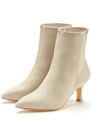 Lascana Laarsjes High-heel enkellaars in denim-look VEGAN