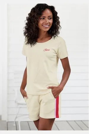 vivance collection Shirt met korte mouwen -T-Shirt T-shirt met borduursel, loungewear