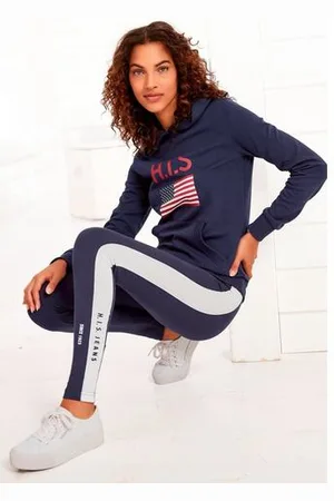 H.I.S Hoodie met logoprint en kangoeroezak, loungepak, hoodie