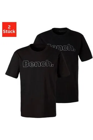 Bench T-shirt Shirt met logoprint, basic shirt met ronde hals van 100% katoen (2-delig)