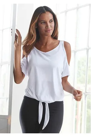 H.I.S Shirt met korte mouwen met logoprint achter en cut-outs op de schouders, katoenmix