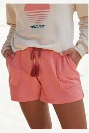 vivance collection Sweatshort Korte broek met opgestikte zakken en contrastkoord, loungewear