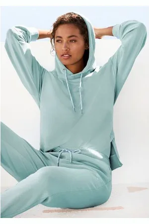 Buffalo Hoodie Capuchon sweatshirt met grote rugprint - met glanseffect, loungewear