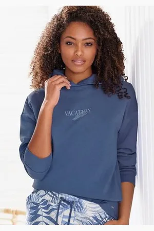 Lascana Hoodie -Capuchonsweatshirt, Loungeshirt Capuchon sweatshirt, loungetop met voorprint, loungewear (1-delig)