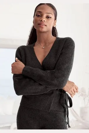 Lascana Wikkelvest - Vest met bindstrik met brede ribband, loungewear