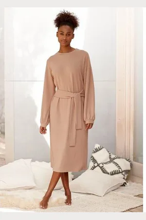 Lascana Gebreide jurk Loungejurk met tailleband, loungewear