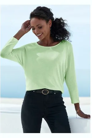 Lascana Shirt met 3/4-mouwen Met vlindermouwen van zacht viscose-fijntricot (1-delig)