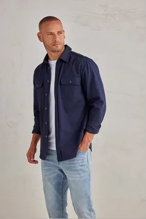 john devin Overhemd met lange mouwen Coole overshirt van pure katoen, met opgezette zakken