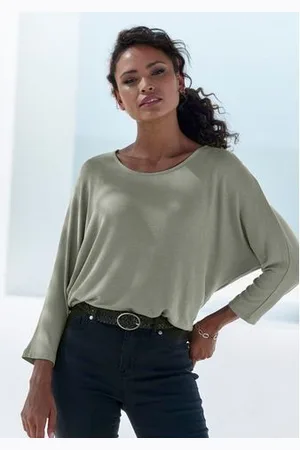 Lascana Shirt met 3/4-mouwen Met vlindermouwen van zacht viscose-fijntricot (1-delig)