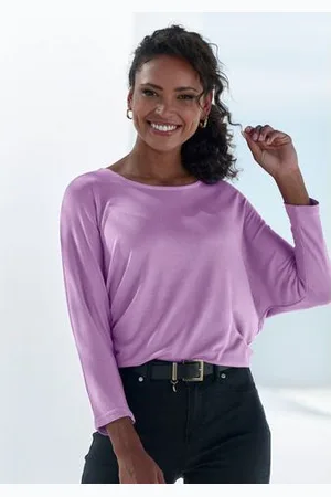 Lascana Shirt met 3/4-mouwen Met vlindermouwen van zacht viscose-fijntricot (1-delig)