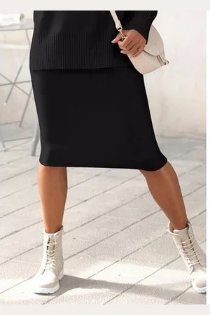 Lascana Gebreide rok , elastische midirok, smalle vorm