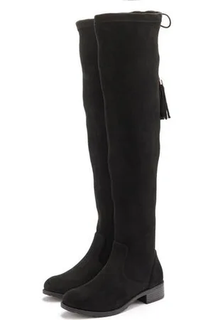 Lascana Overknee-laarzen Laarzen, hoge laarzen met elastische wijde schacht en verfijnd vlecht-detail