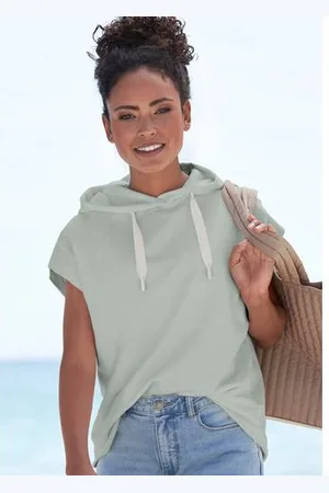 ELBSAND Hoodie Catia kortarm hoodie met logo-opdruk achter