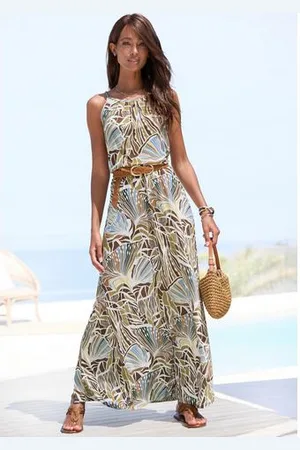 Lascana Maxi-jurk licht zomerjurk met alloverprint, vloeiende strandjurk