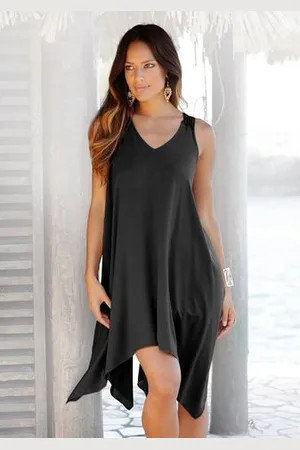 Lascana Strandjurk met kant op de rug, longshirt in ruime vorm, zomerjurk