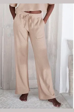 Lascana Homewearbroek -Loungebroek -lounge-/brei broek met wijde pijpen en zijzakken, loungewear (1-delig)