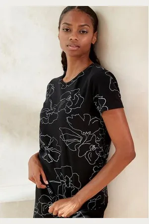 Lascana Shirt met korte mouwen -T-Shirt met bloemetjesprint, loungewear