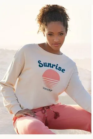 vivance collection Sweater -Pullover met mooie frontprint, loungewear