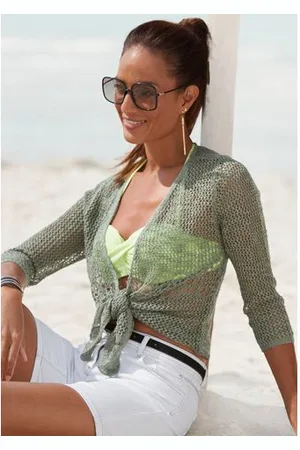 QS by s.Oliver Vest in luchtige haak-look, zomerse cardigan, losse pasvorm