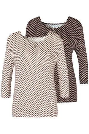 vivance collection Shirt met ronde hals Met gouden sierknop bij de hals (Set van 2)