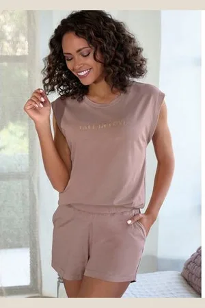 VIVANCE DREAMS Shortama met mooie foildruk (set, 2-delig)