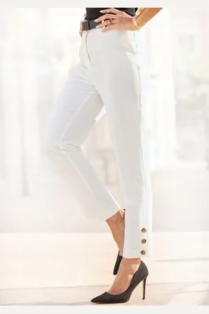 Lascana Pantalon met knopen aan de broekzoom, figuurvormend, pantalon, business-look