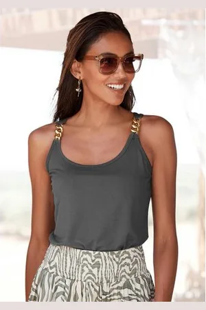 Lascana Tanktop met kettingdetails aan de banden, figuurvormend jersey top