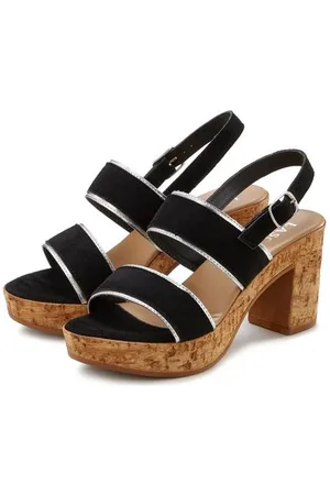 Lascana Sandaaltjes Riemchensandalette, sandaal met kurken voetbed, plateau en blokhak