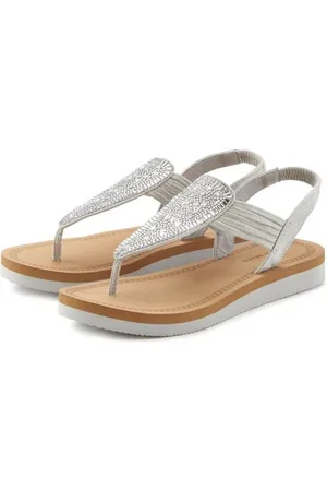 Venice Beach Badslippers Sandaal, badschoen, zomerschoen, teen-scheider met glitterstenen VEGAN