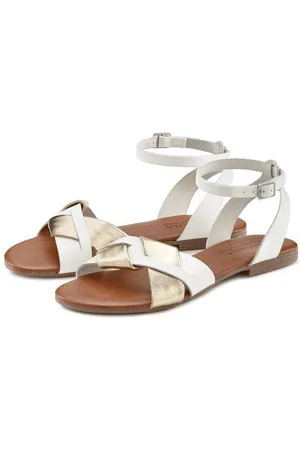 Lascana Sandalen Sandalette, zomerschoen van hoogwaardig leer met metallic uiterlijk