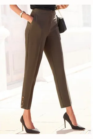Lascana Pantalon met knopen aan de broekzoom, figuurvormend, pantalon, business-look