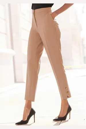 Lascana Pantalon met knopen aan de broekzoom, figuurvormend, pantalon, business-look
