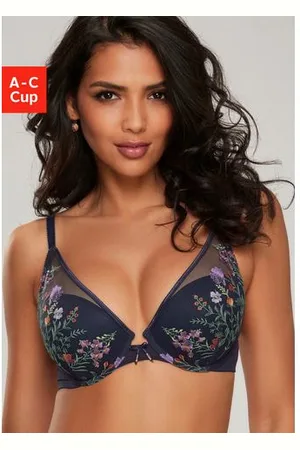 Lascana Push-up-bh met kleurrijke bloemen van borduurkant, in high-apex-design, lingerie