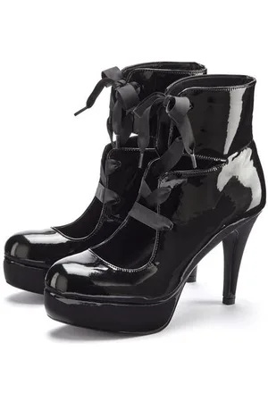 Lascana Highheel sandaaltjes Lage schoen, sandaal, enkellaars met plateau, laklook