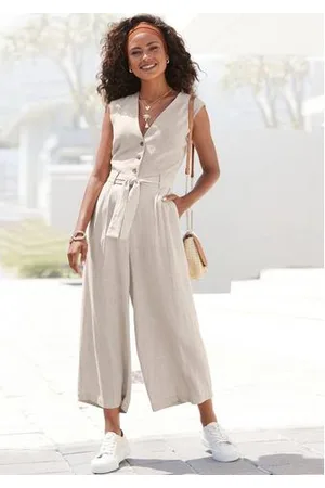 Lascana Jumpsuit en zakken, zomerse jumpsuit, casual-chic (Met een bindceintuur)
