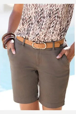 Lascana Bermuda om op te rollen, van elastisch katoen, korte broek, shorts