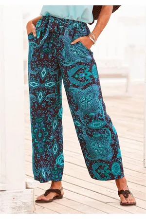 vivance collection Palazzobroek en paisley print, elastische tailleband, sweatpants, stoffen broek (Met een bindceintuur)