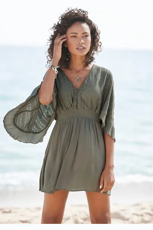 Lascana Tuniekjurk met wijde mouwen, van kant, blousejurk, strandkleding