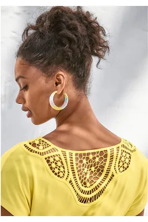 vivance collection Shirt met korte mouwen Met haakwerk aan de achterkant