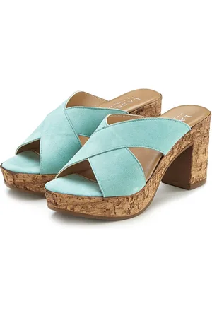 Lascana Slippers Mule, sandaal, open schoen van leer met blokhak