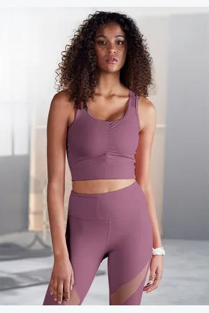 Lascana Crop-top met rimpeling en mesh-inzetten