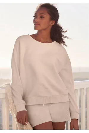 QS by s.Oliver Sweatshirt van ribkwaliteit met overhangende schouders, loungewear