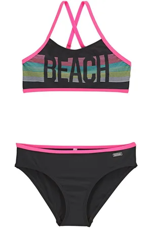 Bench Bustierbikini met pinkkleurige contrasterende paspels
