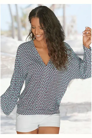 Buffalo Strandshirt V-hals en 3/4 mouwen, blouseshirt, casual-elegant