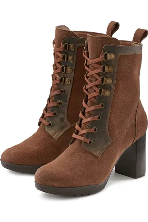 Lascana Hoge veterschoenen Ritslaarzen, high heel laarsjes met blokhak