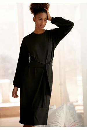 Lascana Gebreide jurk Loungejurk met tailleband, loungewear