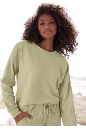 QS by s.Oliver Sweatshirt van ribkwaliteit met overhangende schouders, loungewear