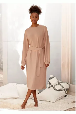 Lascana Gebreide jurk Loungejurk met tailleband, loungewear