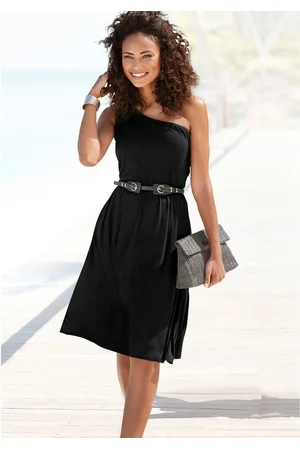 Lascana One-shoulderjurk , luchtige zomerjurk, strandjurk, asymmetrisch